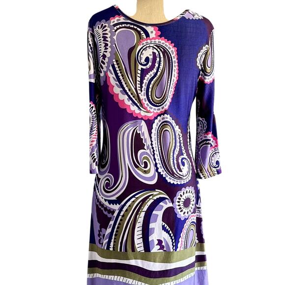 Womens Dress Size Large Purple Paisley Hippy 60s Retro Go Go Dancer Indie Bold - Picture 4 of 6